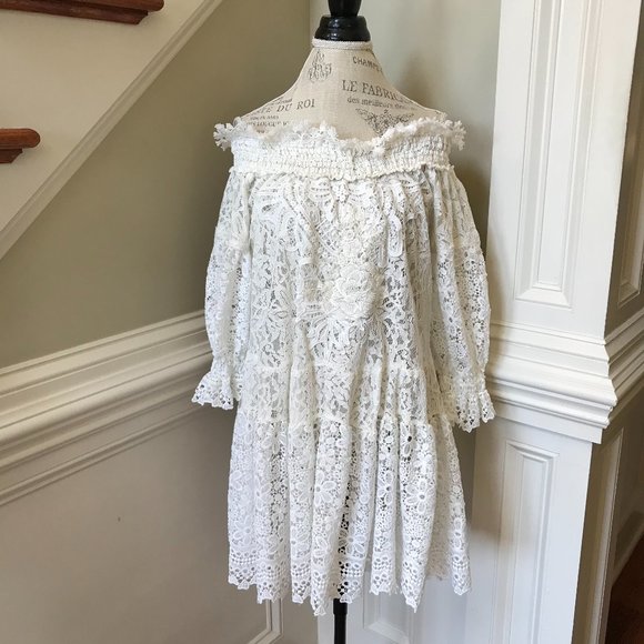 Antica Sartoria by Giacomo Cirque Lace Mini Dress Womens TU One Size White S M - Picture 1 of 11
